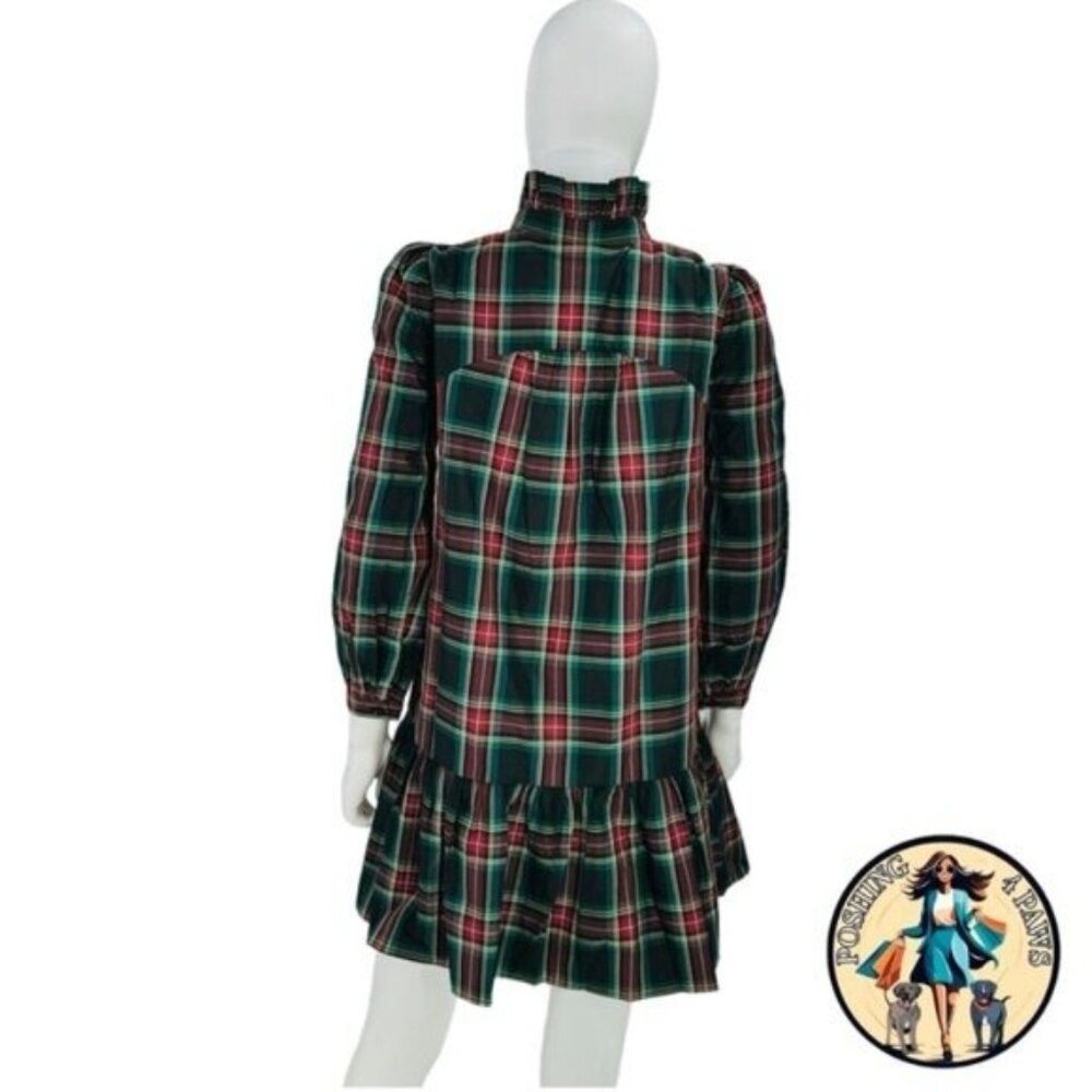 Tuckernuck NEW Palmerston Tartan Plaid Drop Waist Long Sleeve Mini Dress Size S - Picture 12 of 16